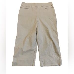 MODE DE VIE Beige Crop Pants Wide Leg Side Zip Pockets Size Large